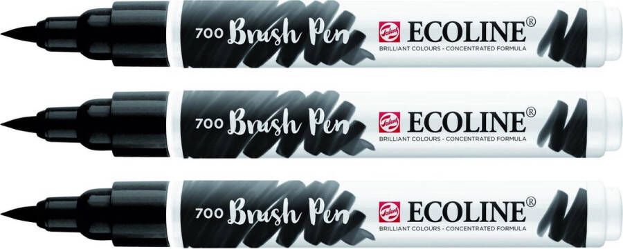 Talens 3x Ecoline Brush Pen 700 zwart