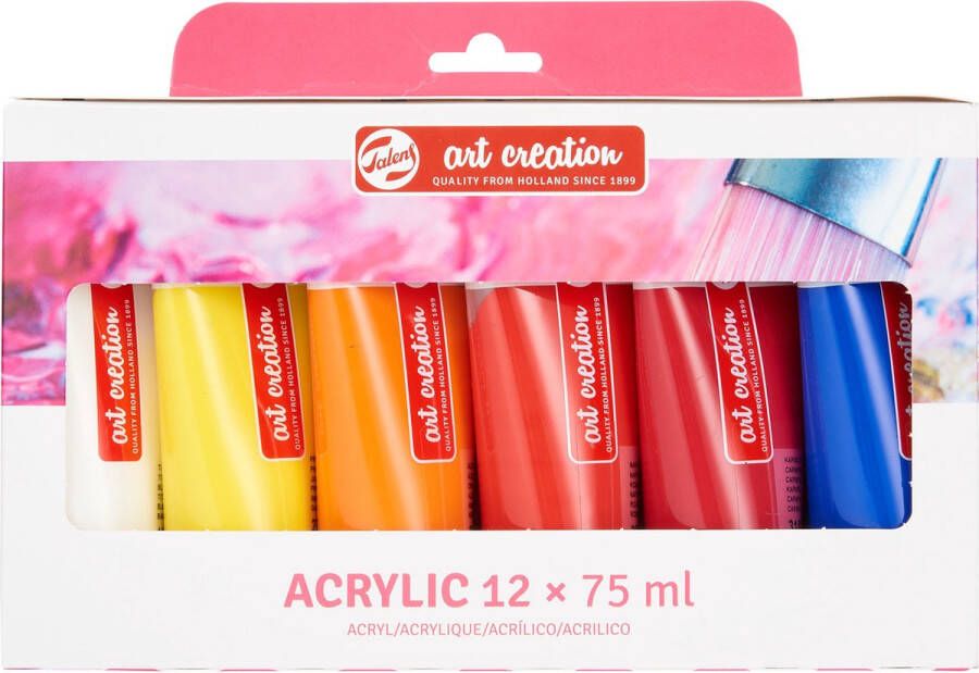 OfficeTown Talens Art Creation acrylverf tube van 75 ml set van 12 tubes in geassorteerde kleuren