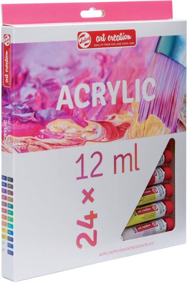 Talens Art Creation acrylverf tube van 12 ml set van 24 tubes in geassorteerde kleuren 12 stuks