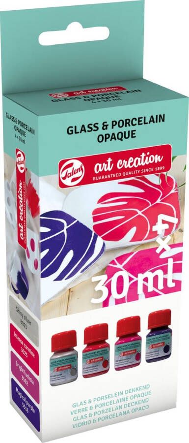 Talens Art Creation Talens Art Creat.Glas & Porselein Dekkend Set 4 x 30 ml Roze Zilver