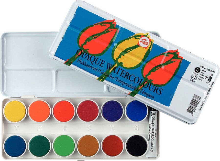 Talens Dekkende Aquarelverf Set met 12 napjes