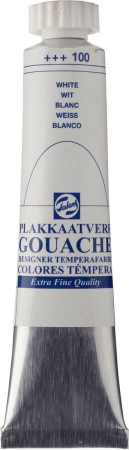 Talens Plakkaatverf 100 Wit Gouache extra fine 20 ml