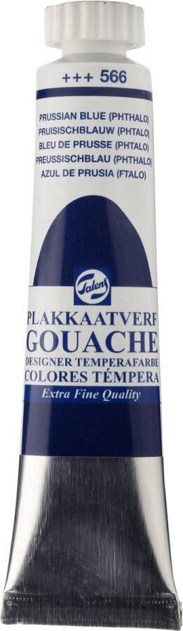 Talens Plakkaatverf 566 Pruisischblauw ( Phtalo) Gouache extra fine 20 ml
