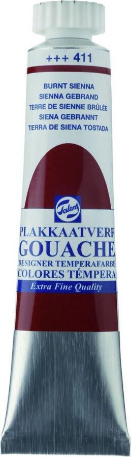 Talens Plakkaatverf 411 Sienna gebrand Gouache extra fine 20 ml