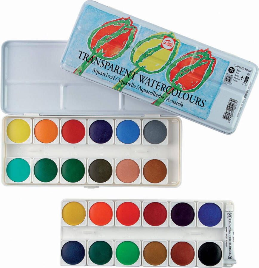 Talens Transparante Aquarelverf Set met 24 napjes