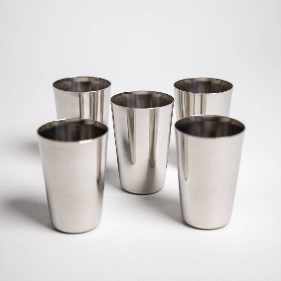 Tallishop RVS Bekers Set van 5 Stapelbaar 350 ml Duurzaam Wegwerp alternatief Sterke beker Talli