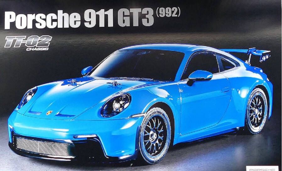 Tamiya 1:10 RC auto Sportwagen 1:10 RC Porsche 911 GT3 (992) (TT-02) Brushed 4WD Bouwpakket TT-02