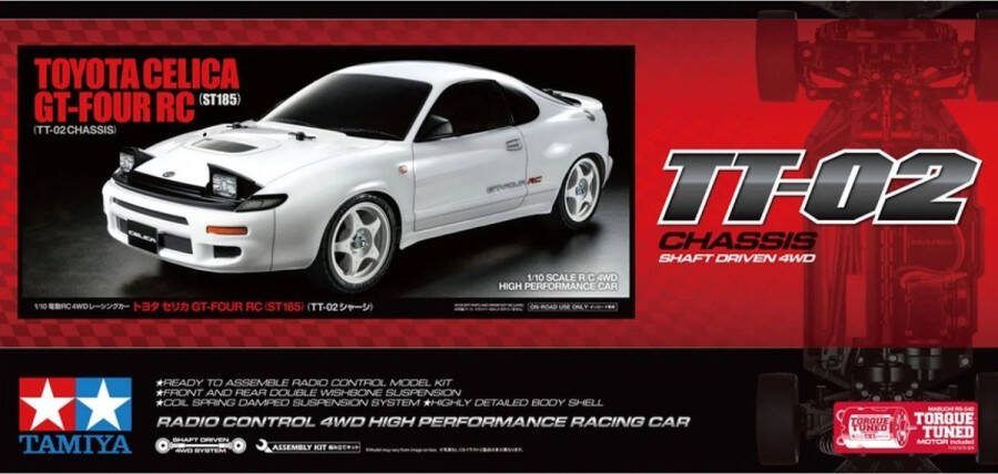 Tamiya 1:10 58730 RC Toyota Celica GT-Four ST185 TT-02 RC Plastic Modelbouwpakket
