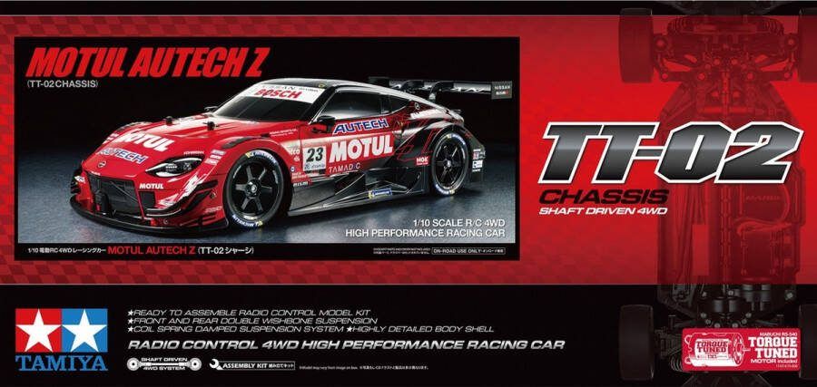 Tamiya 1:10 58735 RC Motul Autech Z 2023 TT-02 Auto RC Plastic Modelbouwpakket