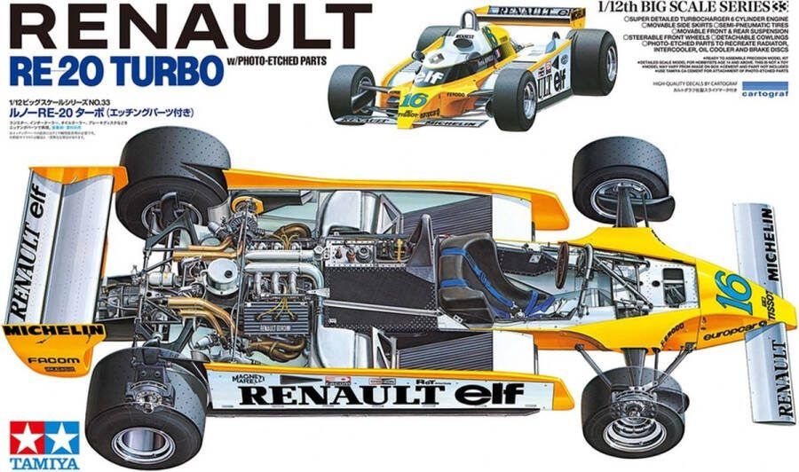 Tamiya 1:12 12033 Renault RE-20 Turbo Racing Car Plastic Modelbouwpakket
