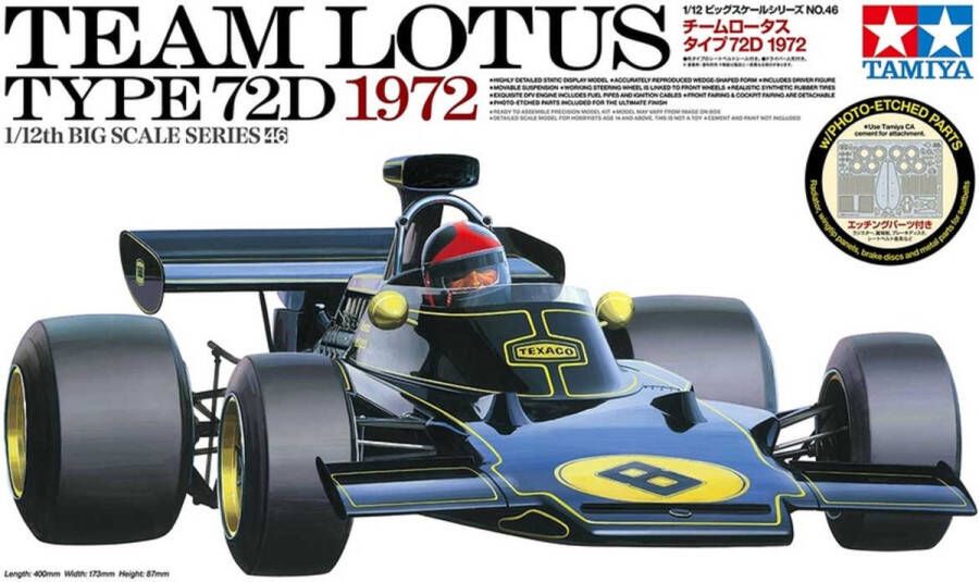 Tamiya 1:12 12046 Team Lotus Type 72D 1972 Racing Plastic Modelbouwpakket
