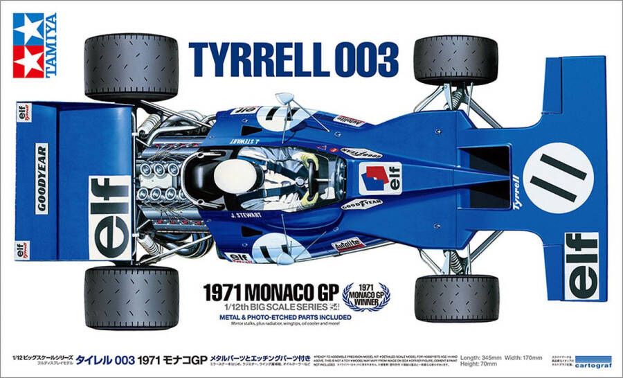 Tamiya 1:12 12054 Tyrrell 003 1971 Monaco Grand Prix Plastic Modelbouwpakket