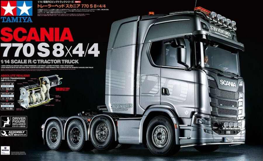 Tamiya 1:14 56371 RC Scania S770 V8 Truck 8X4 SLT Zwaar Transport RC Plastic Modelbouwpakket