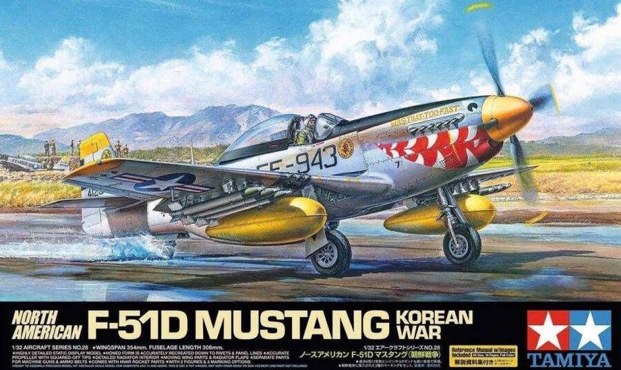 Tamiya 1:32 60328 F-51D Mustang Korean War Plastic Modelbouwpakket