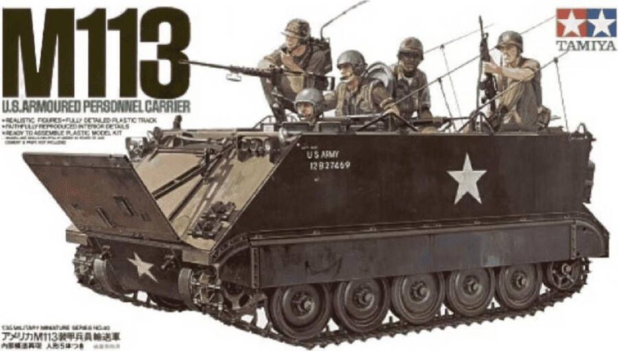 Tamiya 1:35 35040 US M113 A.P.C. Personal Carrier with 5 Figures Plastic Modelbouwpakket