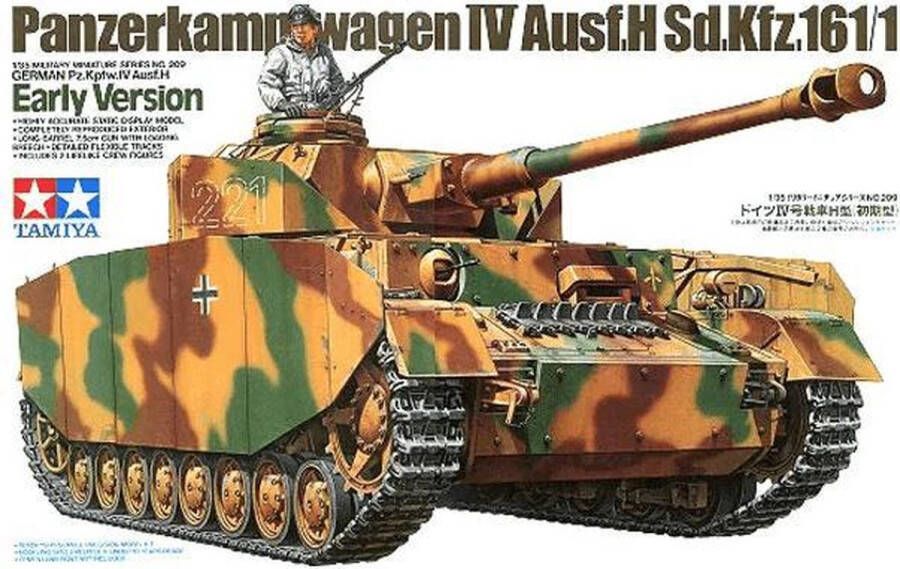 Tamiya 1:35 35209 German SdKfz.161 1 Panzer IV H Ea. w 1 Figure Plastic Modelbouwpakket