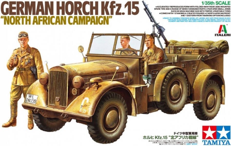 Tamiya 1:35 37015 German Horch Kfz.15 North African Campaign Plastic Modelbouwpakket