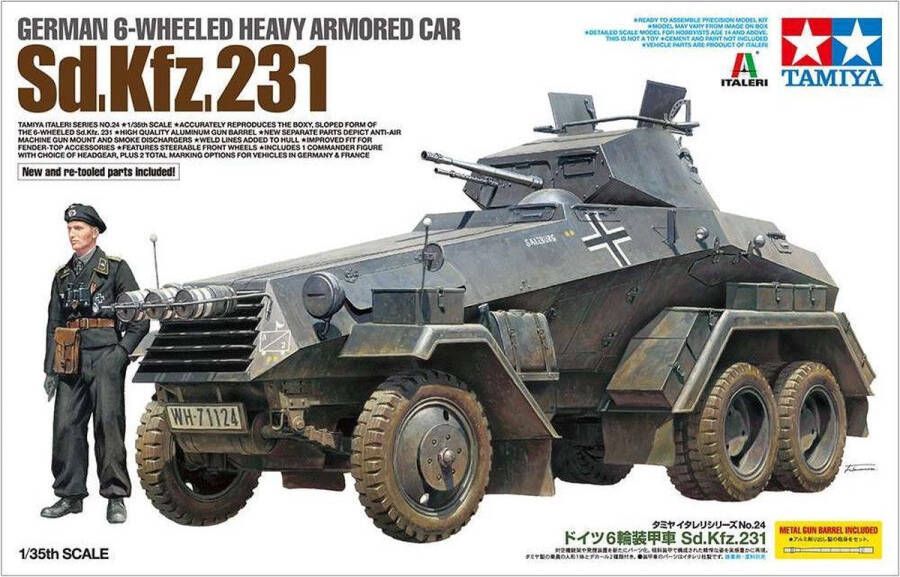 Tamiya 1:35 37024 6-Wheeled Sd.Kfz. 231 Panzerspähwagen w 1 Figure Plastic kit