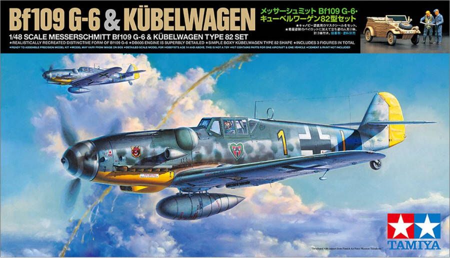 Tamiya 1:48 25204 Messerschmitt Bf109 G-6 & Kubelwagen Type 82 Set Plastic Modelbouwpakket