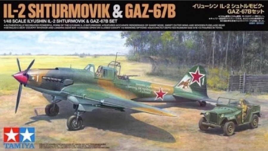 Tamiya 1:48 25212 Ilyushin IL-2 Shturmovik & GAZ-67B Set Plastic Modelbouwpakket