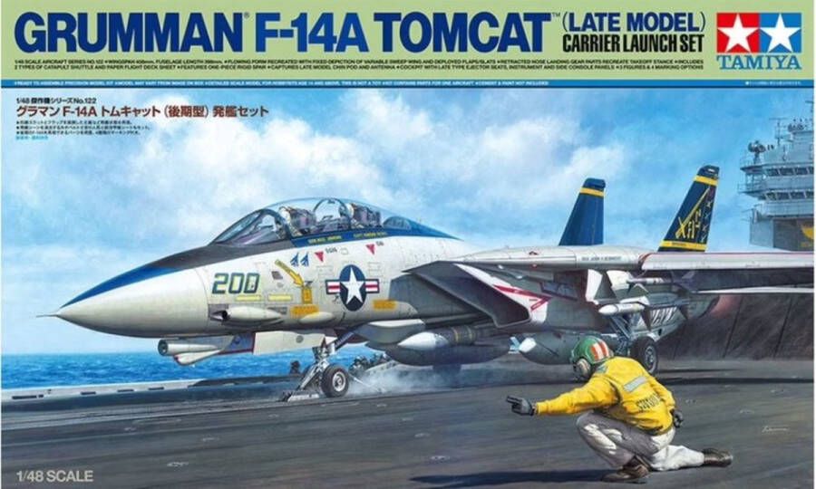 Tamiya 1:48 61122 Grumman F-14A Tomcat Late Carrier Launch Set Plastic Modelbouwpakket