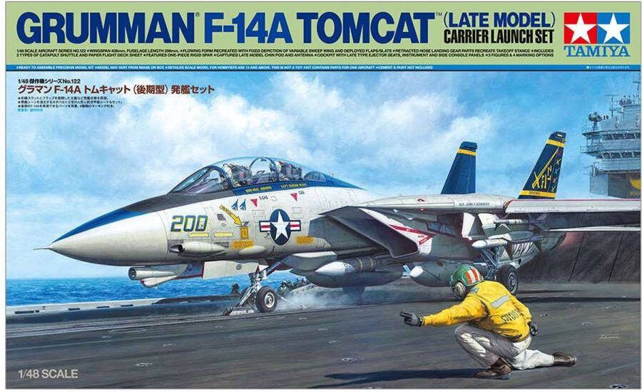 Tamiya 1:48 61122 Grumman F-14A Tomcat Late Carrier Launch Set Plastic Modelbouwpakket