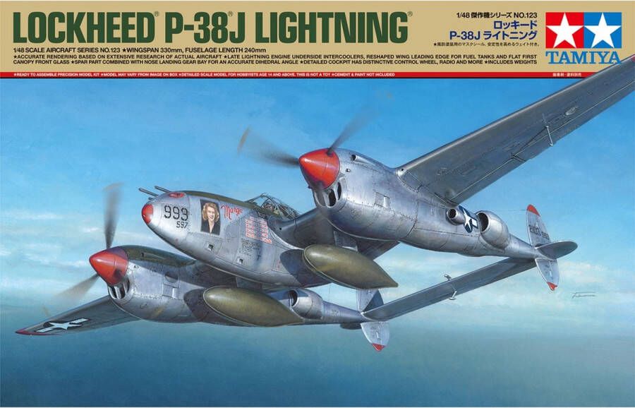 Tamiya 1:48 61123 US Lockheed P-38 J Lightning Plastic Modelbouwpakket