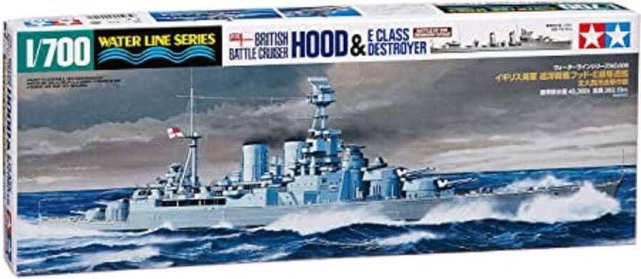 Tamiya 1:700 31806 British Battle Cruiser Hood & E Class Destroyer Battle of the Denmark Strait Plastic Modelbouwpakket