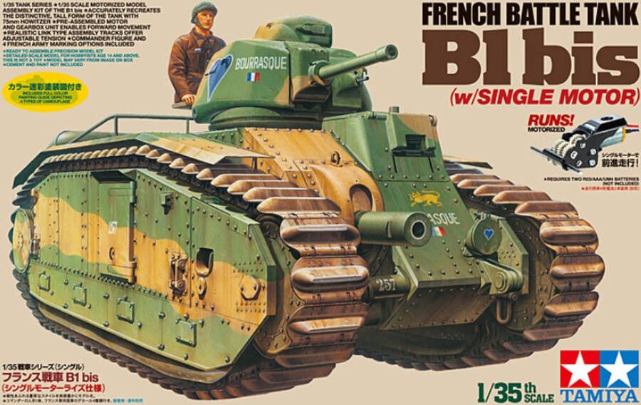 Tamiya en meer Tamiya French Battle Tank B1 bis (w Single Motor) + Ammo by Mig lijm