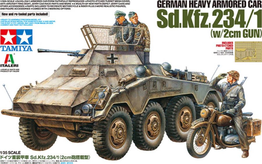 Tamiya German Heavy Armored Car Sd.Kfz.234 1 (w 2cm Gun) + Ammo by Mig lijm