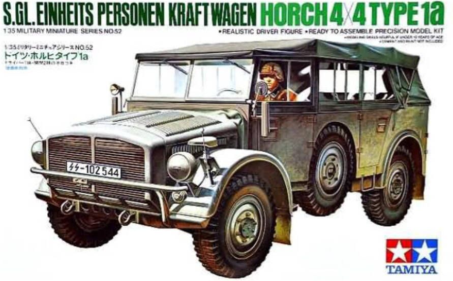Tamiya German Horch 4x4 Type 1a S.GL. Einheits Personen Kraftwagen + Ammo by Mig lijm