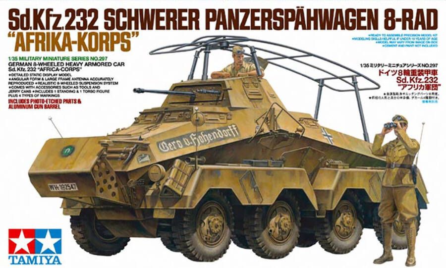Tamiya German Sd.Kfz.232 Africa Corps 8 Wheeled Heavy Armored Car + Ammo by Mig lijm
