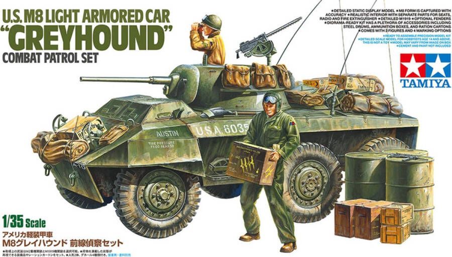 Tamiya 'Greyhound' U.S. M8 Light Armored Car Combat Patrol Set + Ammo by Mig lijm