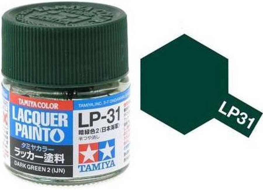 Tamiya LP-31 Dark Green 2 Matt Lacquer Paint 10ml Verf potje