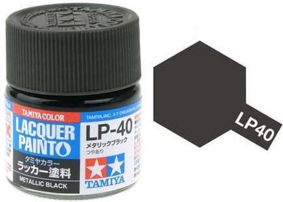 Tamiya LP-40 Black Metallic Gloss Lacquer Paint 10ml Verf potje