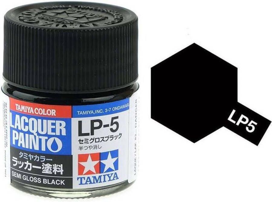 Tamiya LP-5 Black Satin Lacquer Paint 10ml Verf potje