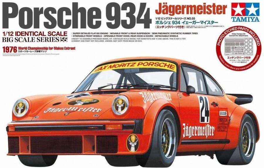 Tamiya Porsche Turbo RSR 934 Jägermeister Max Moritz Racing modelbouw pakket 1:12