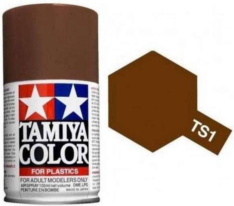 Tamiya TS-1 Red Brown Matt Acryl Spray 100ml Verf spuitbus
