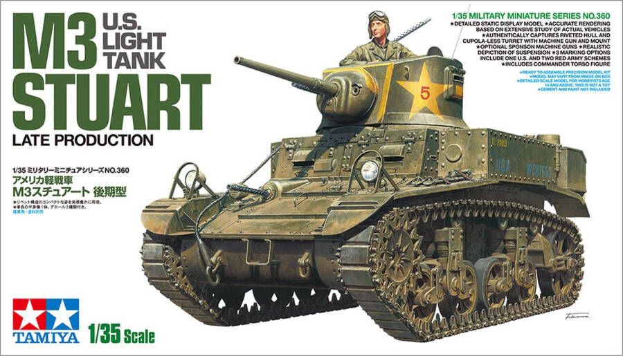 Tamiya US Light Tank M3 Stuart Late Production + Ammo by Mig lijm