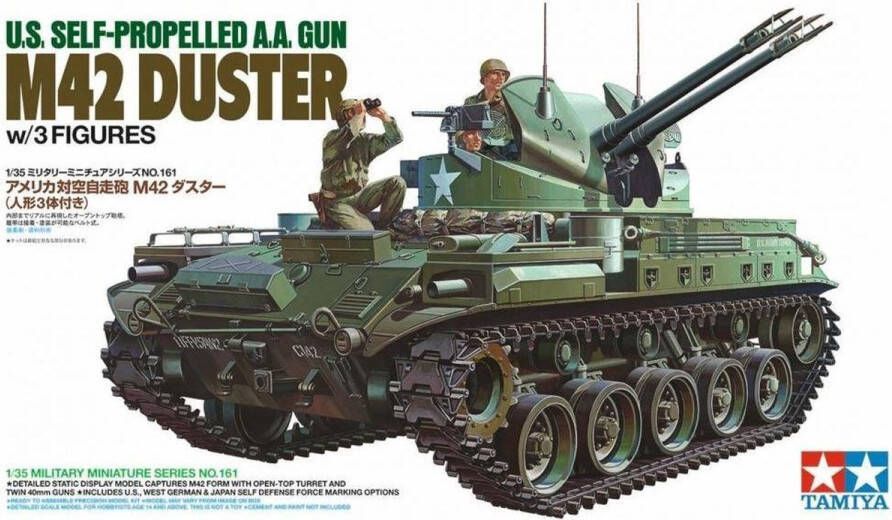 Tamiya 1:35 35161 M42 US Flak Panzer Duster w 3 Figures Plastic Modelbouwpakket