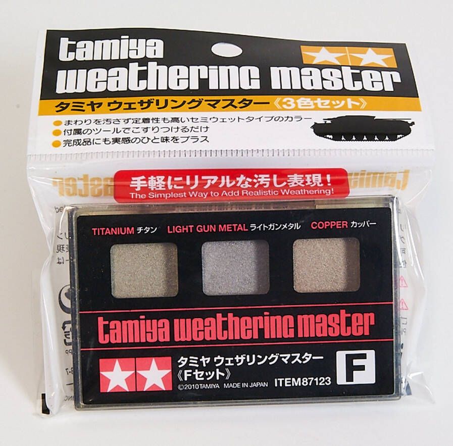 Tamiya Weathering Master incl. applicator F Set Titan Light Gun Metal Copper