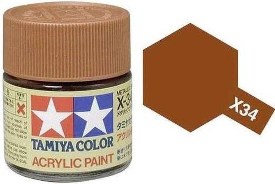 Tamiya X-34 Brown Metallic Gloss Acryl 23ml Verf potje