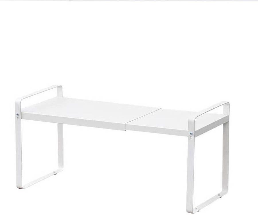 TammaT Keuken Organizers aanrecht organiser Uitschuifbaar 28*25*(38-69)cm Pannenrekken Gootsteenkast organizer Bureau Organizer Opbergrek Kruidenrek Kast Organizer Badkamer Organizer Uitschuifbaar tussen 38 en 60cm Wit