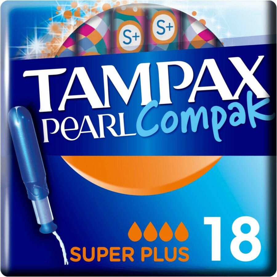 Tampax 8x Pearl Compak Super Plus Tampons met Inbrenghuls 18 stuks