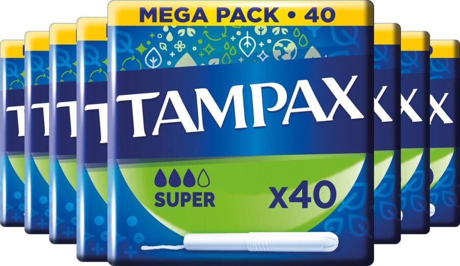Tampax Super Tampons Met Kartonnen Inbrenghuls Voordeelverpakking 8 x 40 Stuks