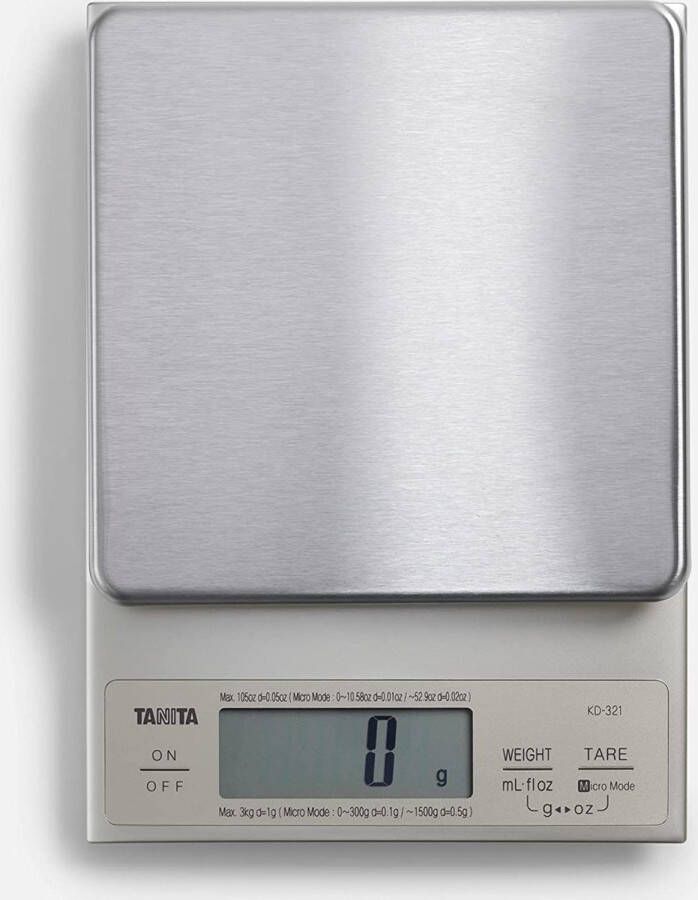 Tanita KD-321 Keukenweegschaal met vloeistofconversie 3 kg met fijne verdeling 0 1 g