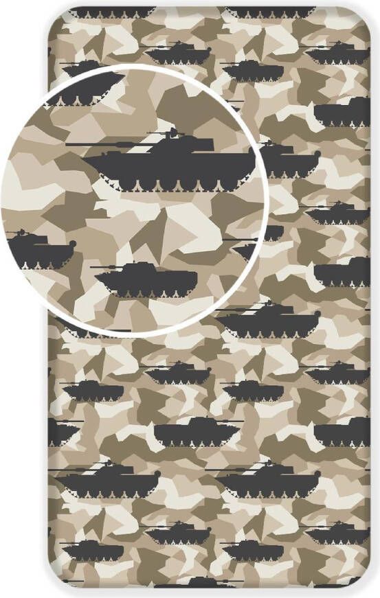 SimbaShop Tank Hoeslaken Camouflage Eenpersoons 90 x 200 cm Katoen