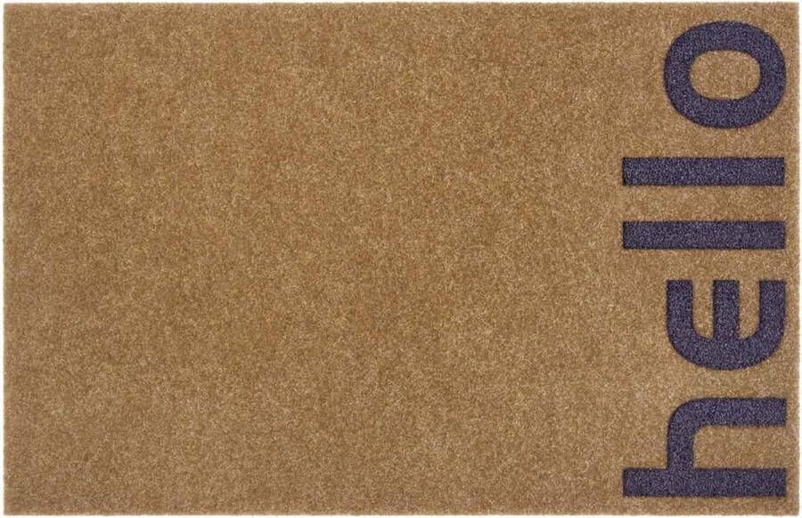 Andas Mat Hello klein met tekst met tekst kokos-look robuust gemakkelijk in onderhoud antislip