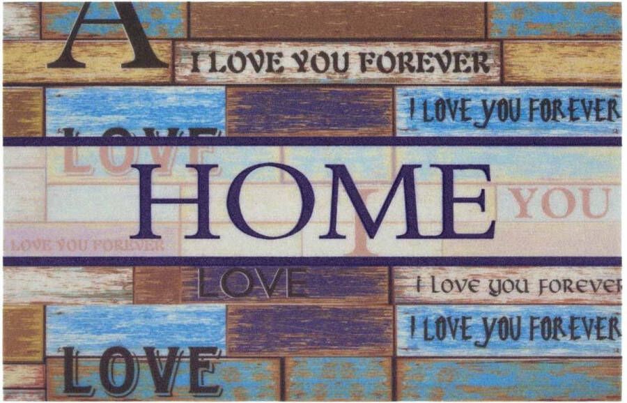 Home affaire Mat Home love met quote tekst-design antislip vuilvanger