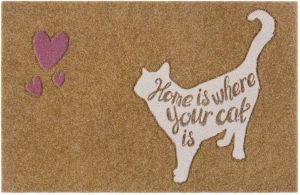 My home Mat Kat met hart met tekst diermotief kokos-look robuust gemakkelijk in onderhoud antislip